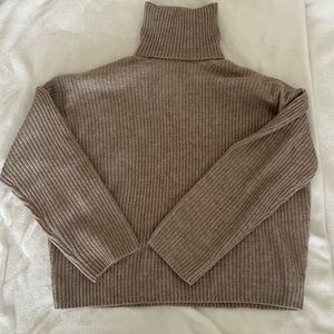 H&M Oversized Turtleneck Sweater - Beige Melange